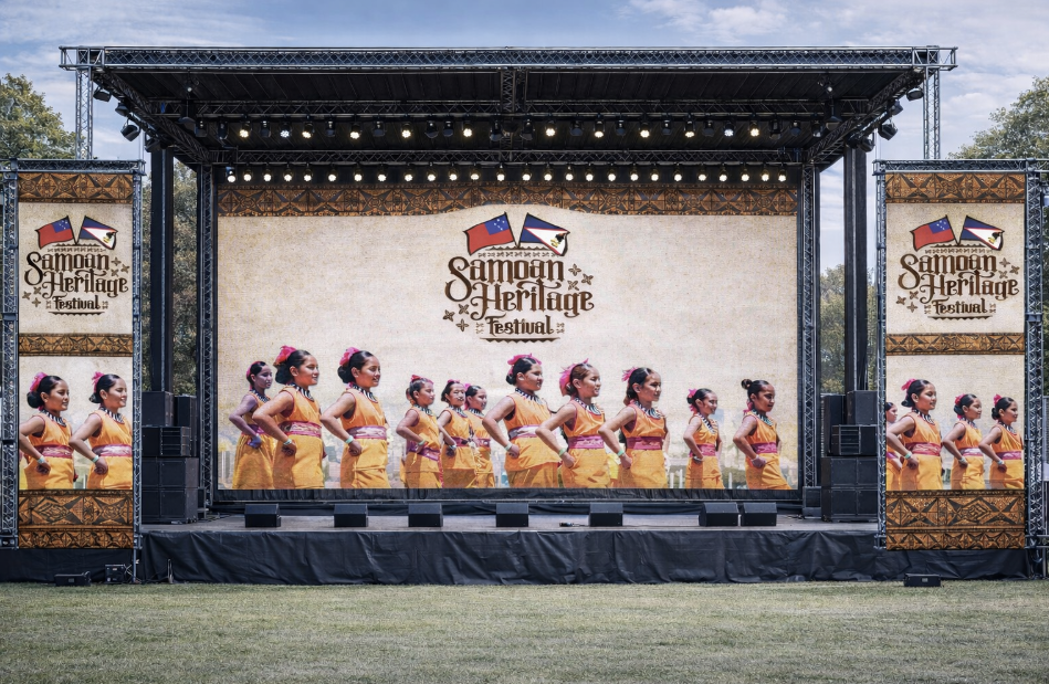 Samoan Heritage Festival outdoor stage with LED side panels