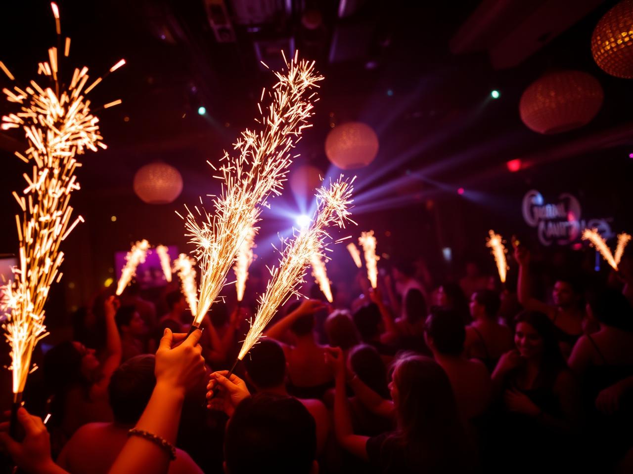 Nightlife event with sparklers